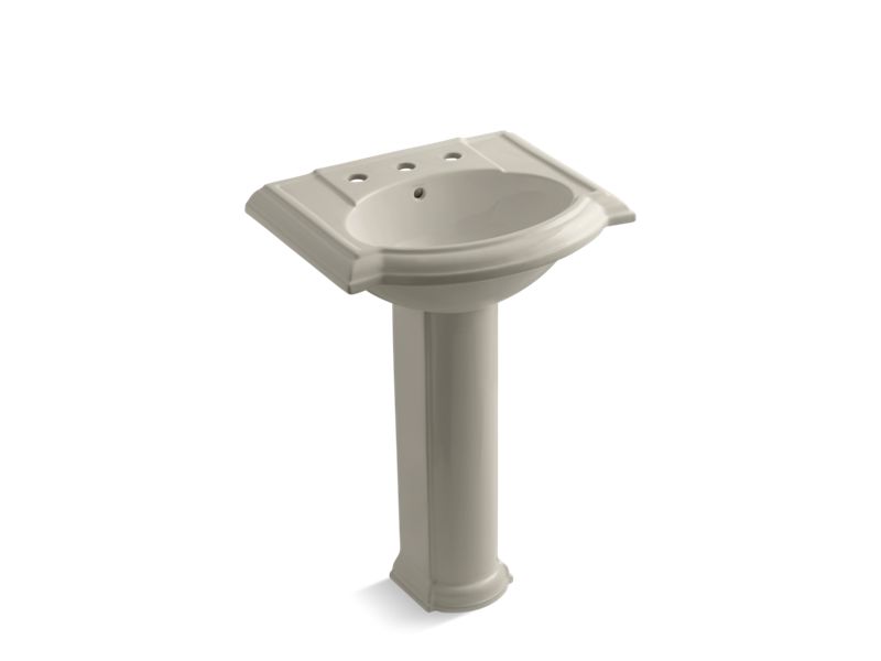 KOHLER 2286-8 Devonshire 24" pedestal bathroom sink with 8" widespread faucet holes