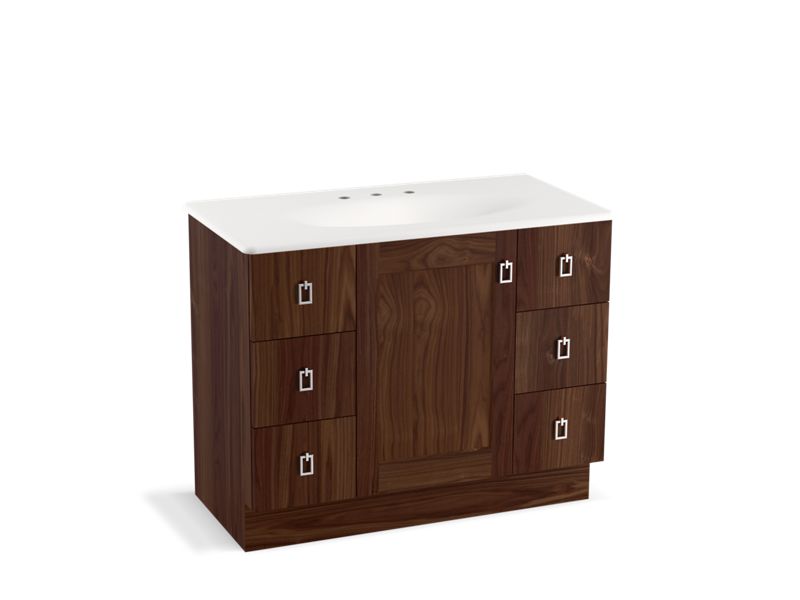 KOHLER K-99562-TK-1WE Poplin 42" bathroom vanity cabinet with toe kick, 1 door and 6 drawers