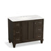 KOHLER K-99563-LG-1WC Damask 42" bathroom vanity cabinet with furniture legs, 1 door and 6 drawers
