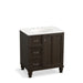 KOHLER K-99517-LGL-1WC Damask 30" bathroom vanity cabinet with furniture legs, 1 door and 3 drawers on left