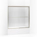 KOHLER 702200-L-MX Fluence Sliding Bath Door, 58-5/16" H X 56-5/8 - 59-5/8" W, With 1/4" Thick Crystal Clear Glass in Matte Nickel