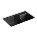 KOHLER K-6411-2 Indio 33" x 21-1/8" x 9-3/4" Smart Divide undermount large/small double-bowl workstation kitchen sink with 2 faucet holes