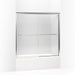 KOHLER 702200-L-SHP Fluence Sliding Bath Door, 58-5/16" H X 56-5/8 - 59-5/8" W, With 1/4" Thick Crystal Clear Glass in Bright Polished Silver