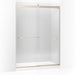 KOHLER 706019-L-ABV Levity Sliding Shower Door, 82" H X 56-5/8 - 59-5/8" W, With 3/8" Thick Crystal Clear Glass And Square Towel Bar in Anodized Brushed Bronze