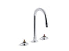 KOHLER 7303-K-CP Triton Widespread Commercial Bathroom Sink Faucet With Rigid Connections And Gooseneck Spout, Requires Handles, Drain Not Included in Polished Chrome