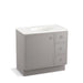 KOHLER K-99507-TKR-1WT Jacquard 36" bathroom vanity cabinet with toe kick, 1 door and 3 drawers on right