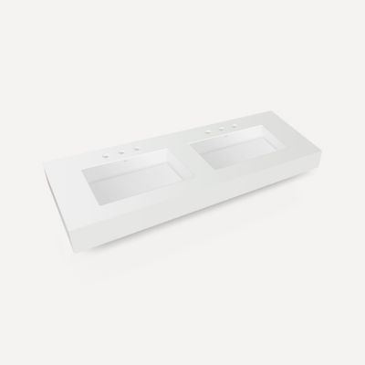 Robern Engineered Stone Top Integrated Basin Vanity Top, 60" x 6" x 23", Double Integrated Sink, Three Hole, For Bodo and Skaarsgard