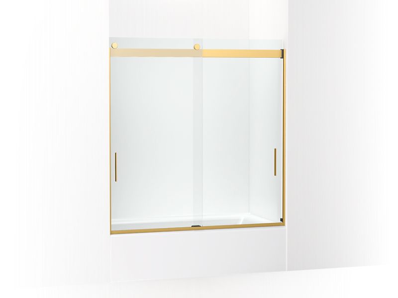 KOHLER K-706003-L Levity Sliding bath door, 62" H x 56-5/8 - 59-5/8" W, with 3/8" thick Crystal Clear glass