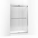 KOHLER 706016-L-SHP Levity Sliding Shower Door, 74" H X 44-5/8 - 47-5/8" W, With 3/8" Thick Crystal Clear Glass And Square Towel Bar in Bright Polished Silver