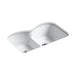 KOHLER K-6626-6U Langlade 33" x 22" x 9-5/8" Smart Divide undermount double-equal kitchen sink with 6 oversize faucet holes