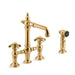 KOHLER K-76520-3M Artifacts Deck-mount bridge bar sink faucet with prong handles and sidespray