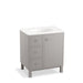 KOHLER K-99504-LGL-1WT Jacquard 30" bathroom vanity cabinet with furniture legs, 1 door and 3 drawers on left
