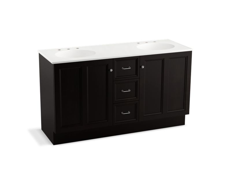 KOHLER K-99524-TK-1WU Damask 60" bathroom vanity cabinet with toe kick, 2 doors and 3 drawers