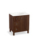 KOHLER K-99504-LGL-1WE Jacquard 30" bathroom vanity cabinet with furniture legs, 1 door and 3 drawers on left