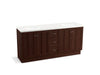 KOHLER K-99525-TKSD-1WG Damask 72" bathroom vanity cabinet with toe kick, 4 doors and 3 drawers, split top drawer