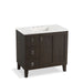 KOHLER K-99533-LGL-1WC Poplin 36" bathroom vanity cabinet with legs, 1 door and 3 drawers on left