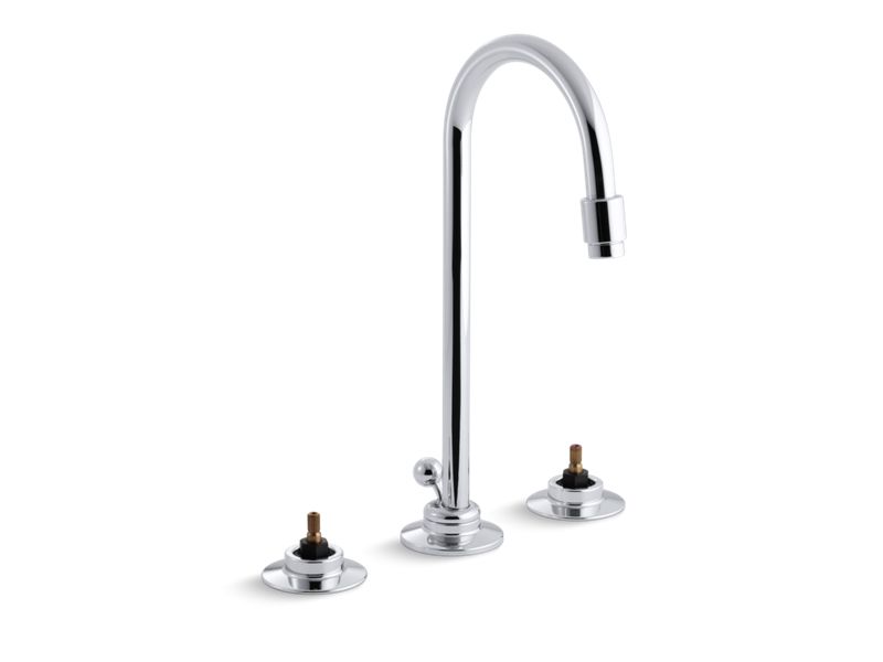 KOHLER 7435-K-CP Triton Widespread Commercial Bathroom Sink Faucet With Gooseneck Spout And Pop-Up Drain, Requires Handles in Polished Chrome