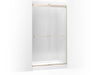 KOHLER 706017-L-ABV Levity Sliding Shower Door, 82" H X 44-5/8 - 47-5/8" W, With 3/8" Thick Crystal Clear Glass And Square Towel Bar in Anodized Brushed Bronze