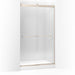 KOHLER 706017-L-ABV Levity Sliding Shower Door, 82" H X 44-5/8 - 47-5/8" W, With 3/8" Thick Crystal Clear Glass And Square Towel Bar in Anodized Brushed Bronze