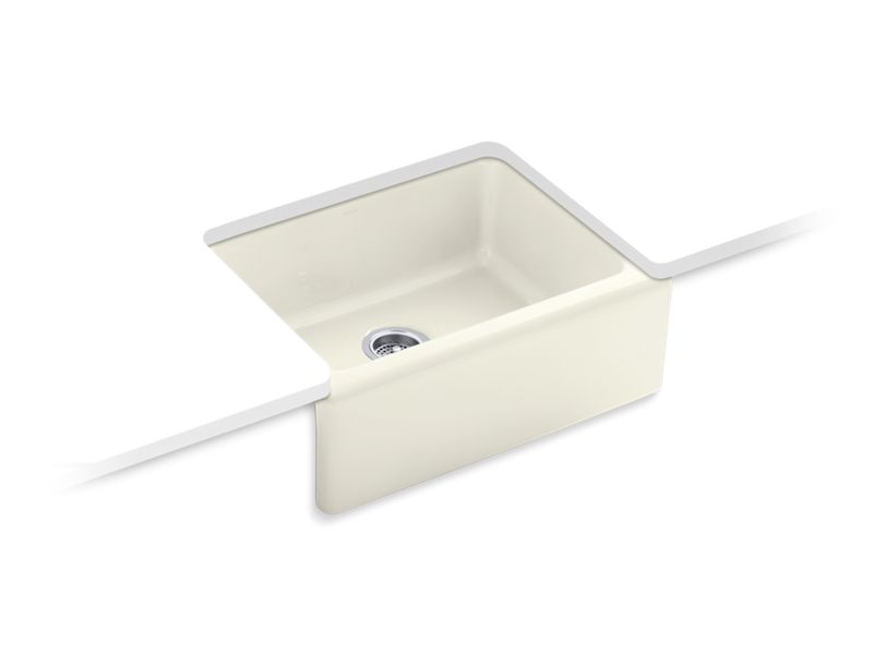 KOHLER 6573-5U-96 Alcott 25-1/4" X 22" X 8-5/8" Undermount Single-Bowl Farmhouse Kitchen Sink With 5 Oversize Faucet Holes in Biscuit