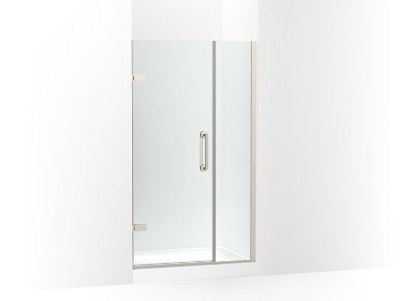 KOHLER 27601-10L-BNK Components 39-5/8"–40-3/8"W X 71-1/2"H Frameless Pivot Shower Door With 3/8" Crystal Clear Glass And Back-To-Back Vertical Door Pulls in Anodized Brushed Nickel