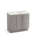 KOHLER K-99533-TKR-1WT Poplin 36" bathroom vanity cabinet with toe kick, 1 door and 3 drawers on right