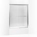 KOHLER 702211-L-SHP Fluence Sliding Bath Door, 63" H X 49 - 52" W, With 1/4" Thick Crystal Clear Glass in Bright Polished Silver