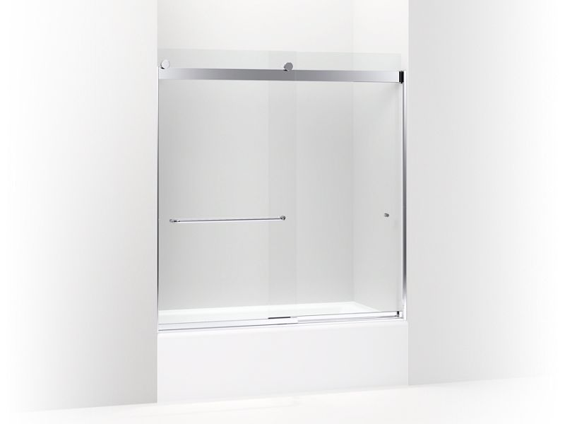 KOHLER K-706166-L Levity Sliding bath door, 62" H x 56-5/8 - 59-5/8" W, with 5/16" thick Crystal Clear glass