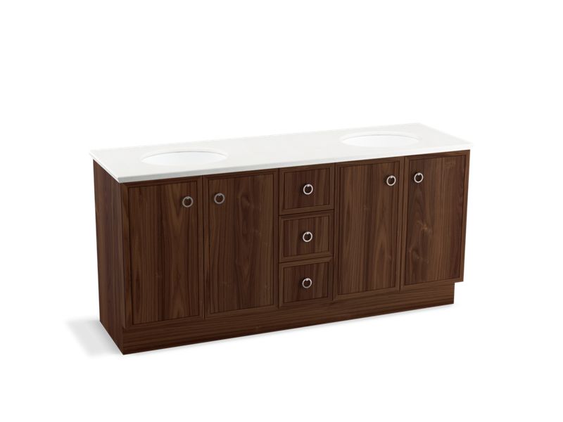 KOHLER K-99512-TK-1WE Jacquard 72" bathroom vanity cabinet with toe kick, 4 doors and 3 drawers