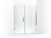 KOHLER 27616-10L-SHP Composed 57-1/4"–58" W X 71-1/2" H Frameless Pivot Shower Door With 3/8" Crystal Clear Glass And Back-To-Back Vertical Door Pulls in Bright Polished Silver