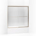 KOHLER 702200-L-ABV Fluence Sliding Bath Door, 58-5/16" H X 56-5/8 - 59-5/8" W, With 1/4" Thick Crystal Clear Glass in Anodized Brushed Bronze