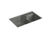 KOHLER K-6411-3 Indio 33" x 21-1/8" x 9-3/4" Smart Divide undermount double-bowl large/small workstation kitchen sink...