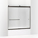 KOHLER K-706166-L Levity Sliding bath door, 62" H x 56-5/8 - 59-5/8" W, with 5/16" thick Crystal Clear glass