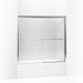 KOHLER 702204-L-SHP Fluence Sliding Bath Door, 55-3/4" H X 56-5/8 - 59-5/8" W, With 1/4" Thick Crystal Clear Glass in Bright Polished Silver