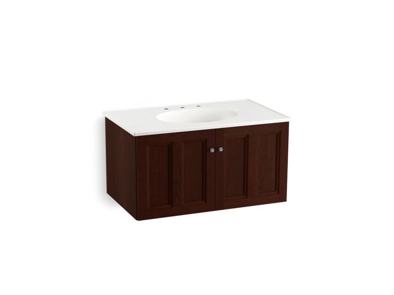 KOHLER K-99518-1WG Damask 36" wall-hung bathroom vanity cabinet with 2 doors
