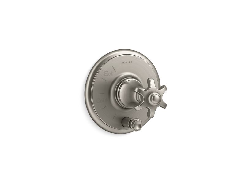 KOHLER K-T72768-3M Artifacts Rite-Temp pressure-balancing valve trim with push-button diverter and prong handle