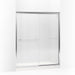 KOHLER 702206-G54-SHP Fluence Sliding Shower Door, 70-5/16" H X 56-5/8 - 59-5/8" W, With 1/4" Thick Falling Lines Glass in Bright Polished Silver