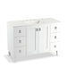 KOHLER K-99535-LGSD-1WA Poplin 48" bathroom vanity cabinet with legs, 2 doors and 6 drawers, split top drawers