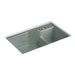 KOHLER K-6411-2 Indio 33" x 21-1/8" x 9-3/4" Smart Divide undermount large/small double-bowl workstation kitchen sink...