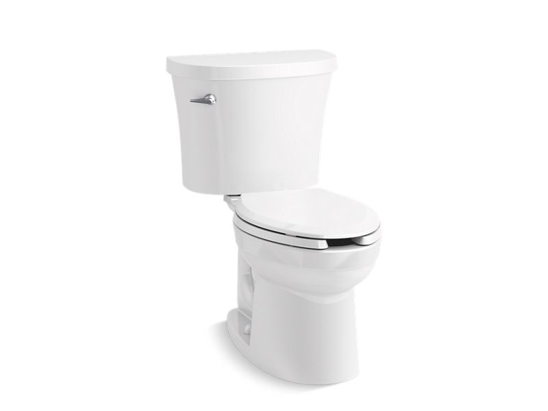 KOHLER 25087-T-0 Kingston Two-Piece Elongated 1.28 Gpf Toilet With Tank Cover Locks in White