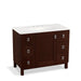 KOHLER K-99562-LG-1WG Poplin 42" bathroom vanity cabinet with legs, 1 door and 6 drawers