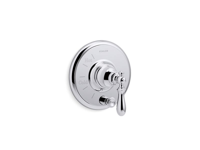 KOHLER K-T72768-9M Artifacts Rite-Temp pressure-balancing valve trim with push-button diverter and swing lever handle