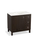 KOHLER K-99507-LGR-1WC Jacquard 36" bathroom vanity cabinet with furniture legs, 1 door and 3 drawers on right