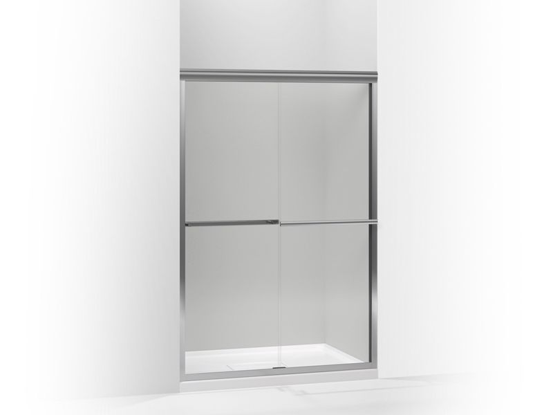 KOHLER 709063-L-SHP Gradient Sliding Shower Door, 70-1/16" H X 47-5/8" W, With 1/4" Thick Crystal Clear Glass in Bright Polished Silver