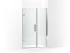 KOHLER 27607-10L-SHP Components 71-1/2" X 46-3/4" Frameless Pivot Shower Door With 3/8" Crystal Clear Glass And Back-To-Back Vertical Door Pulls in Bright Polished Silver