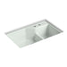 KOHLER K-6411-2 Indio 33" x 21-1/8" x 9-3/4" Smart Divide undermount large/small double-bowl workstation kitchen sink...