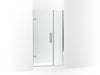 KOHLER 27601-10L-SHP Components 39-5/8"–40-3/8"W X 71-1/2"H Frameless Pivot Shower Door With 3/8" Crystal Clear Glass And Back-To-Back Vertical Door Pulls in Bright Polished Silver