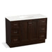 KOHLER K-99522-TKSD-1WB Damask 48" bathroom vanity cabinet with toe kick, 2 doors and 6 drawers, split top drawers