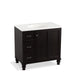 KOHLER K-99520-LGL-1WU Damask 36" bathroom vanity cabinet with furniture legs, 1 door and 3 drawers on left
