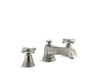 KOHLER T13140-3B-BN Pinstripe Deck-Mount Bath Faucet Trim For High-Flow Valve With Cross Handles, Valve Not Included in Vibrant Brushed Nickel